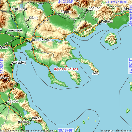 Topographic map of Ágios Nikólaos