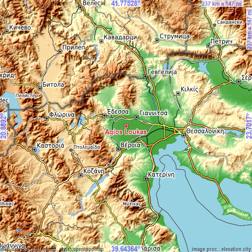 Topographic map of Ágios Loukás