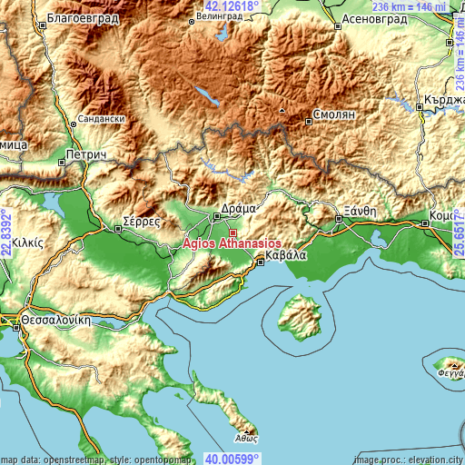 Topographic map of Ágios Athanásios