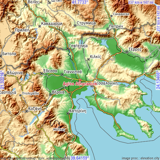 Topographic map of Ágios Athanásios