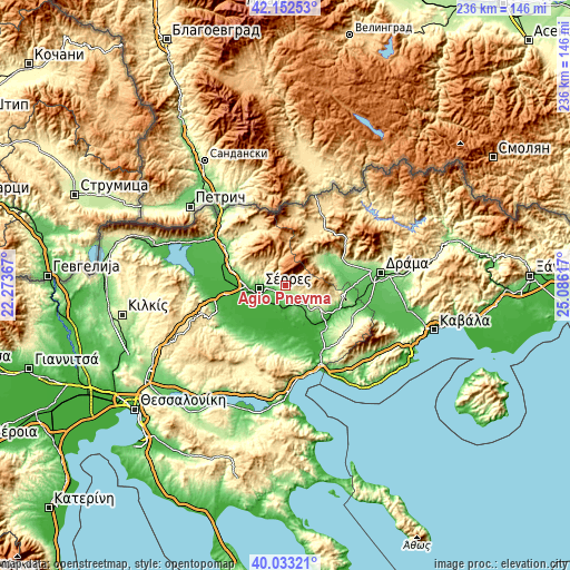 Topographic map of Ágio Pnévma