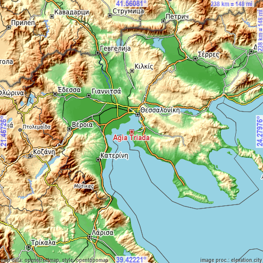 Topographic map of Agía Triáda