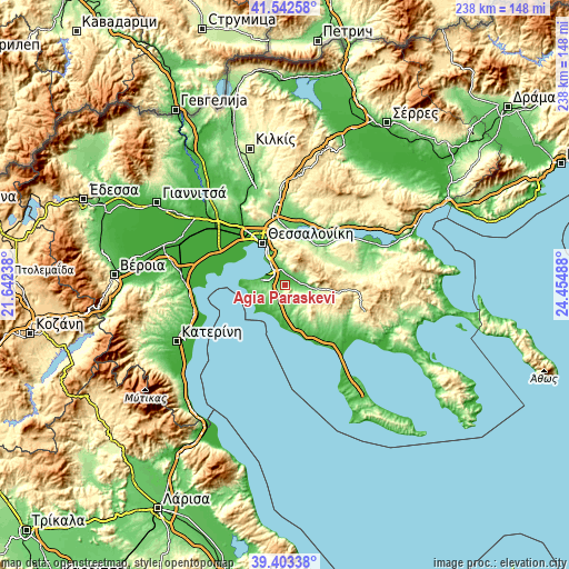 Topographic map of Agía Paraskeví