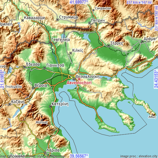 Topographic map of Asvestochóri