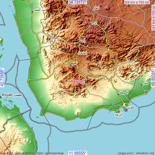 Topographic map of Ḩawrah