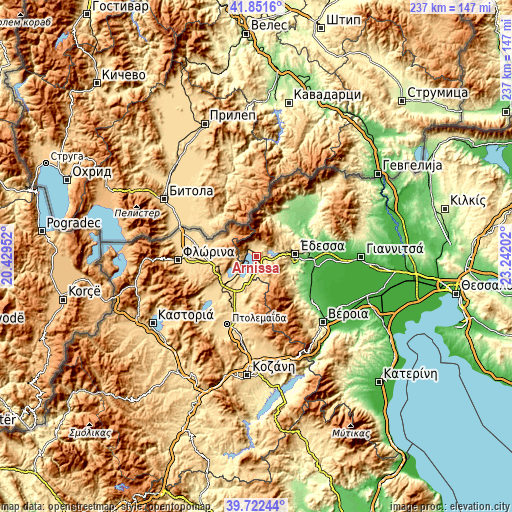 Topographic map of Árnissa