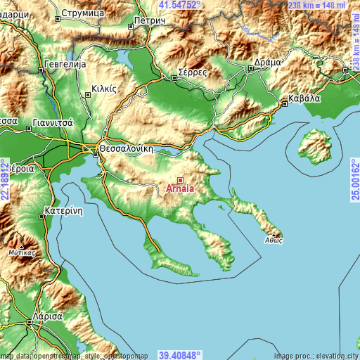 Topographic map of Arnaía