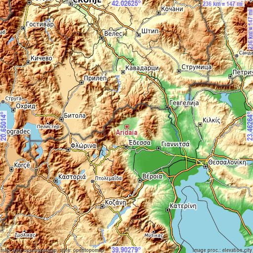 Topographic map of Aridaía