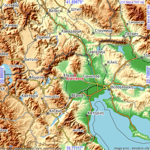 Topographic map of Aravissós