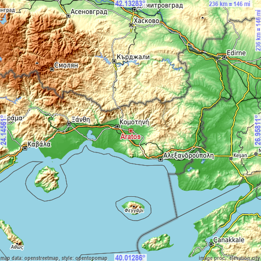 Topographic map of Áratos