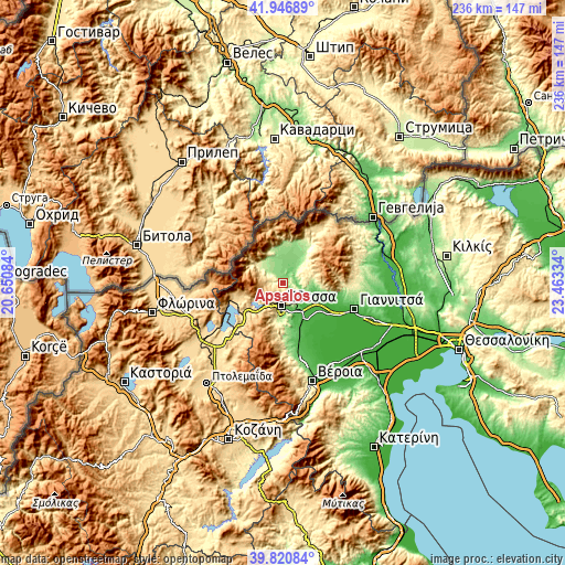 Topographic map of Ápsalos