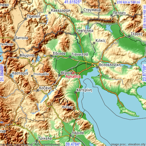 Topographic map of Agkathiá