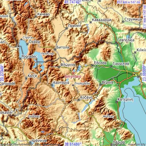 Topographic map of Amýntaio