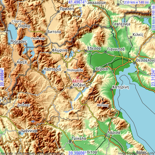 Topographic map of Akriní