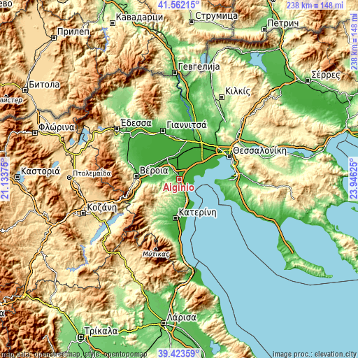 Topographic map of Aigínio