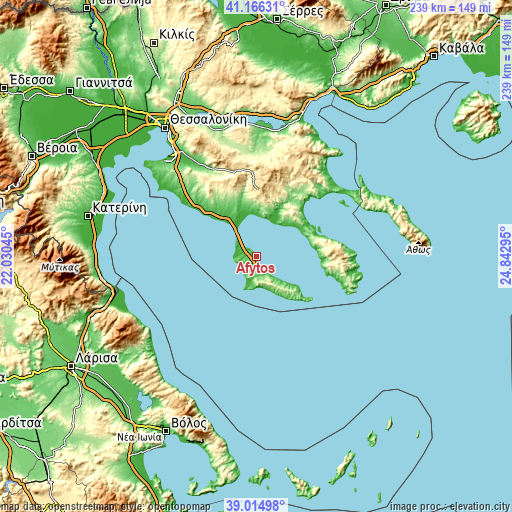 Topographic map of Áfytos