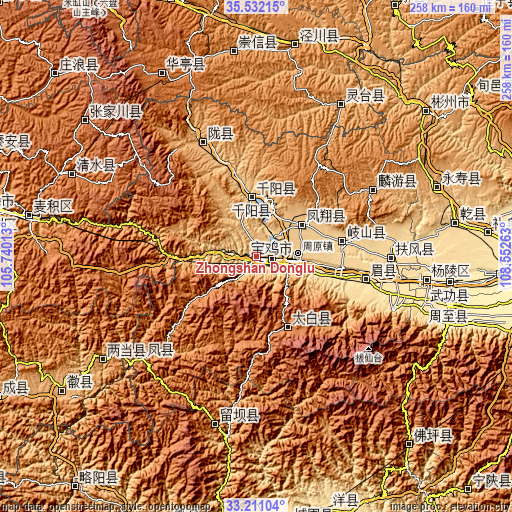 Topographic map of Zhongshan Donglu