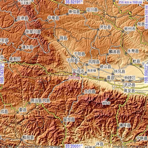 Topographic map of Jinling