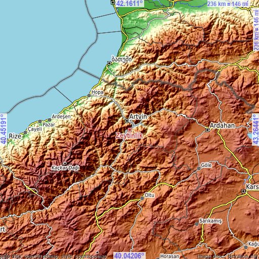 Topographic map of Zeytinlik