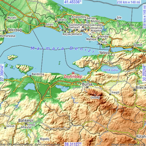 Topographic map of Zeytinbağı