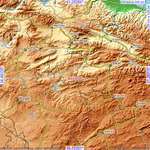 Topographic map of Boztepe