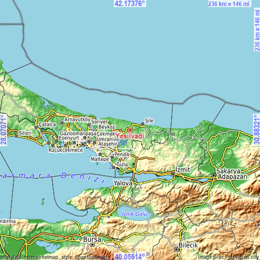 Topographic map of Yeşilvadi