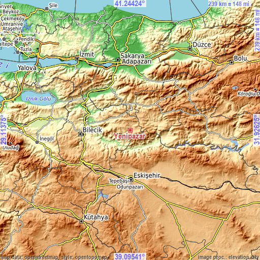 Topographic map of Yenipazar