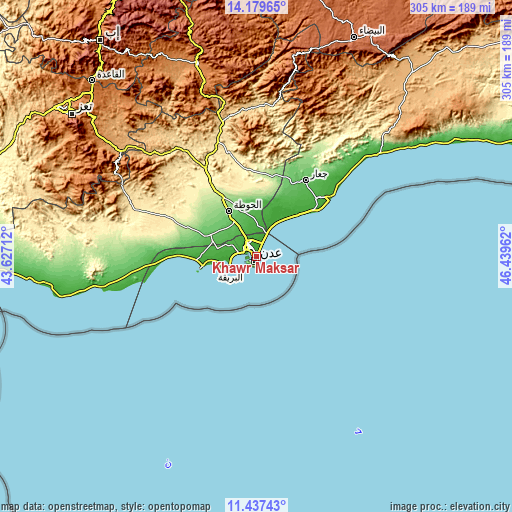 Topographic map of Khawr Maksar