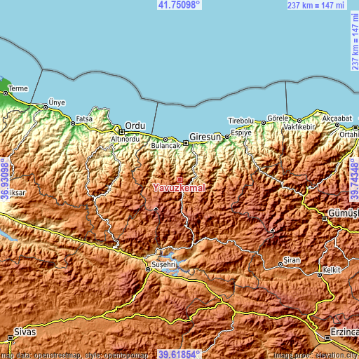 Topographic map of Yavuzkemal