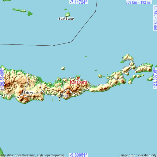 Topographic map of Kotabaru