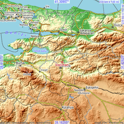 Topographic map of Vezirhan