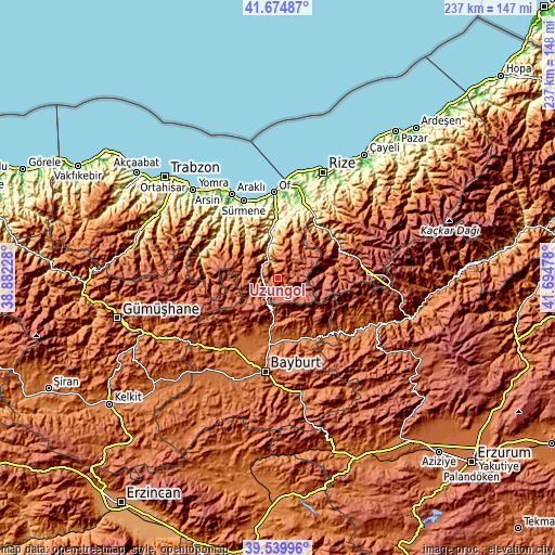 Topographic map of Uzungöl