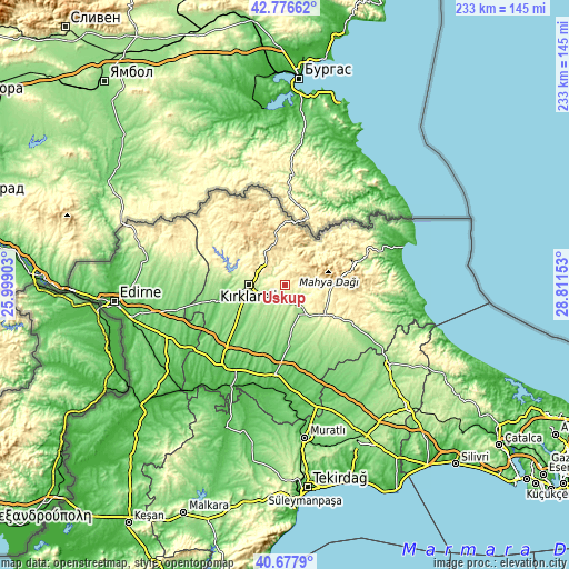 Topographic map of Üsküp