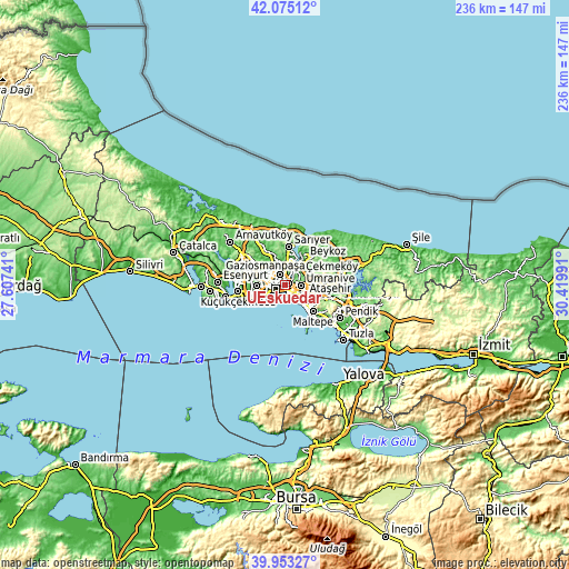 Topographic map of Üsküdar