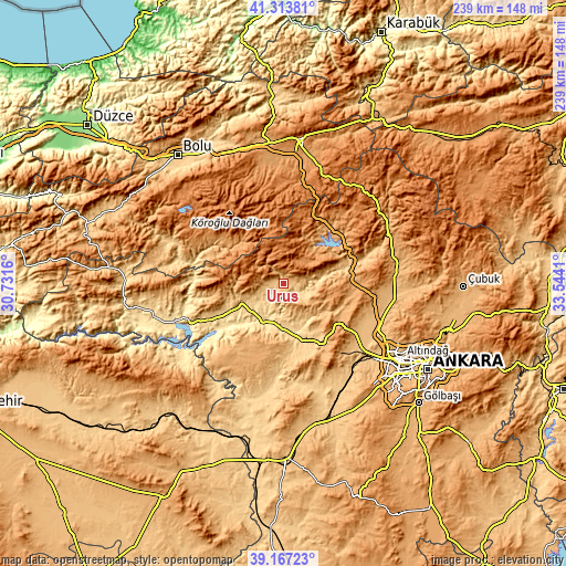 Topographic map of Uruş