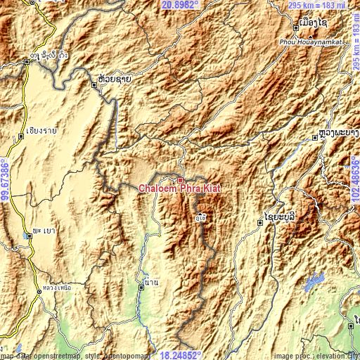 Topographic map of Chaloem Phra Kiat