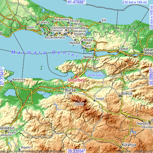 Topographic map of Umurbey