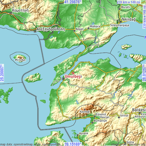 Topographic map of Umurbey