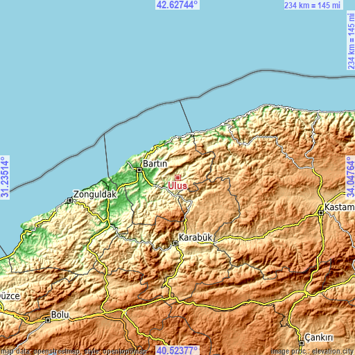 Topographic map of Ulus
