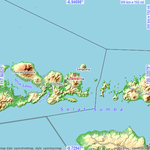 Topographic map of Tawali