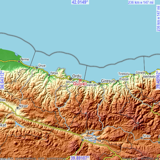Topographic map of Gülyalı