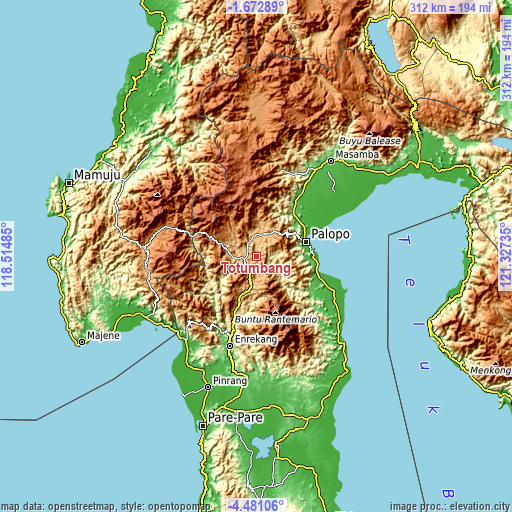 Topographic map of Totumbang