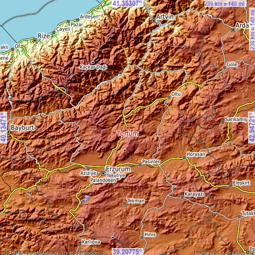 Topographic map of Tortum