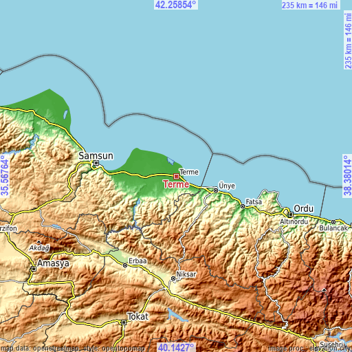 Topographic map of Terme