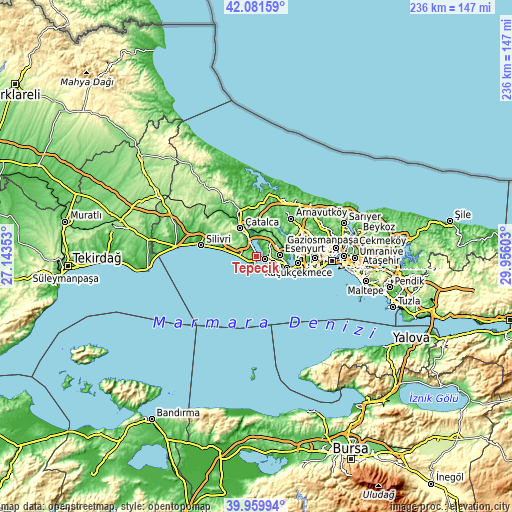 Topographic map of Tepecik