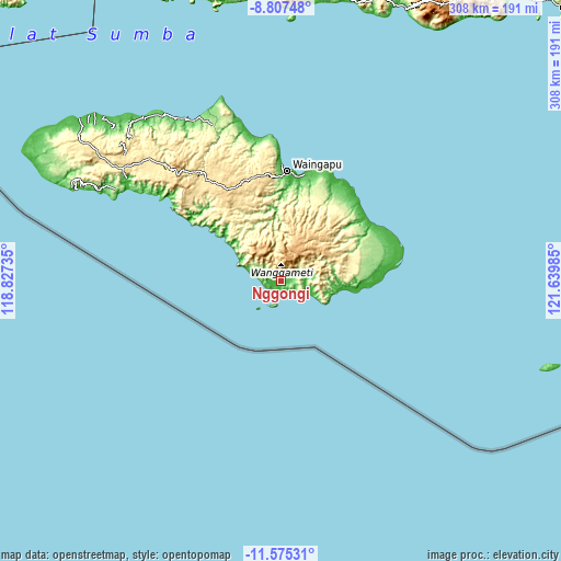 Topographic map of Nggongi