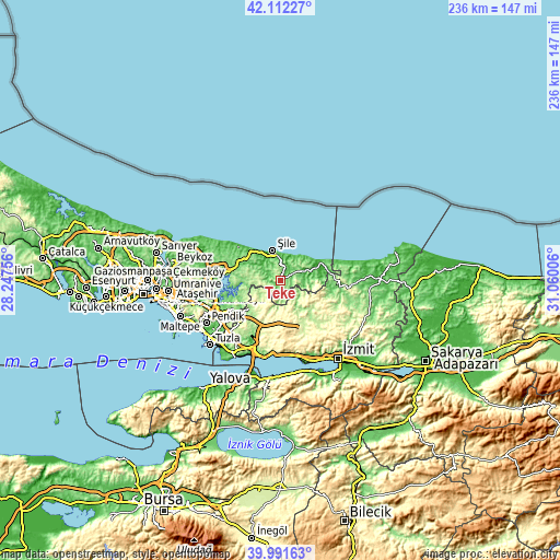 Topographic map of Teke