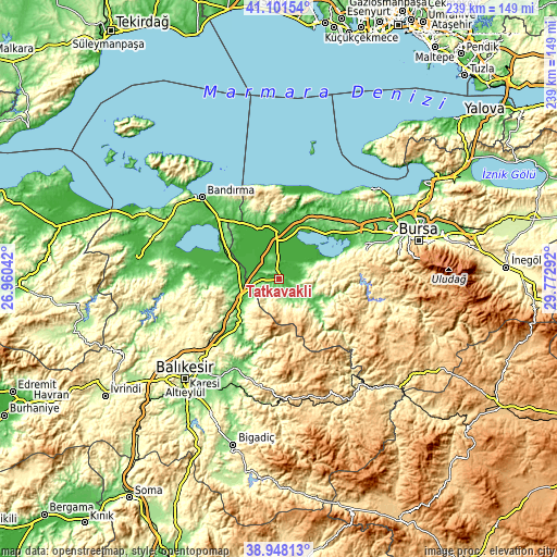 Topographic map of Tatkavaklı