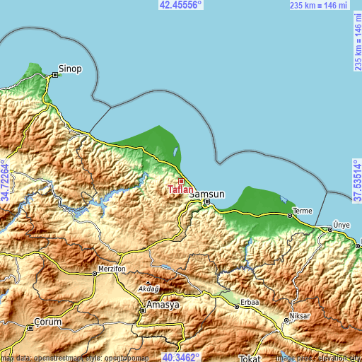Topographic map of Taflan