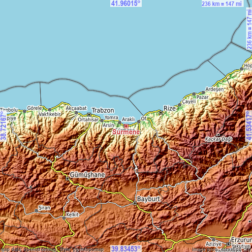 Topographic map of Sürmene